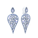 Серьги из белого золота с сапфирами, танзанитами