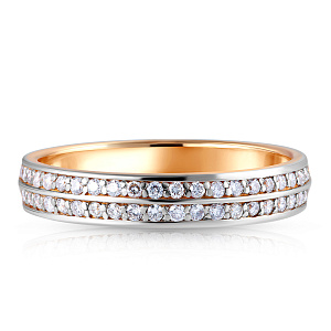 Кольцо обручальное из красного золота с бриллиантами