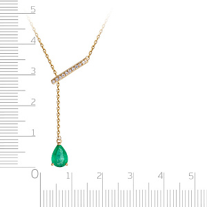 Колье из желтого золота с бриллиантами, изумрудом