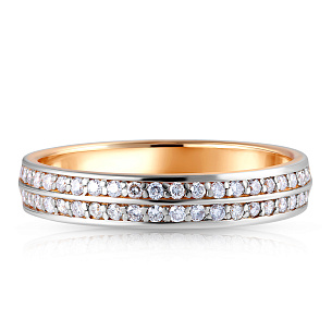 Кольцо обручальное из золота с бриллиантами