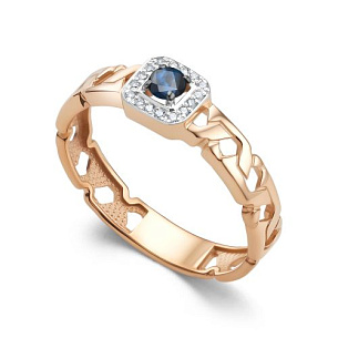 Кольцо из красного золота с бриллиантом