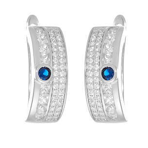 Серьги с английским замком из серебра с циркониями