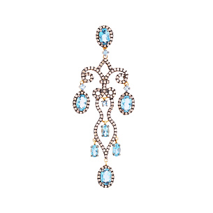 Подвеска из желтого золота с бриллиантами, топазами