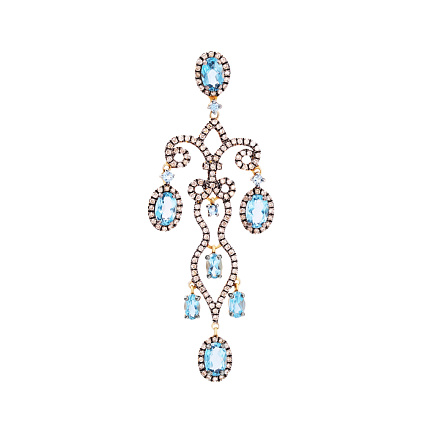 Подвеска из желтого золота с бриллиантами, топазами