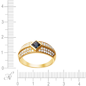 Кольцо из желтого золота с бриллиантами, топазом