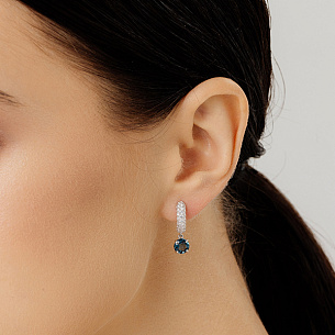 Серьги из серебра с топазами, фианитами