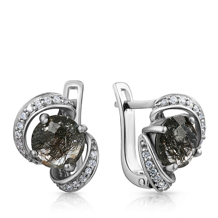 Серьги из серебра с фианитом