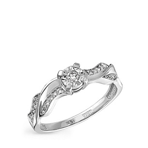 Кольцо из белого золота с бриллиантами