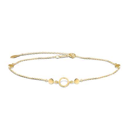 Браслет на ногу декоративный из желтого золота, плетение якорное