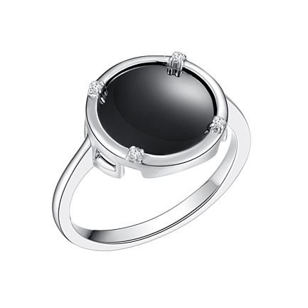 Кольцо из серебра с керамикой, фианитами