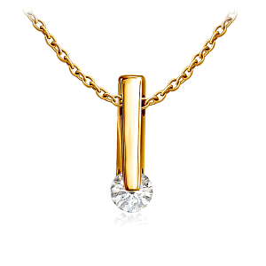 Колье из желтого золота с бриллиантом, плетение якорное