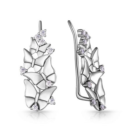 Серьги из серебра с фианитом