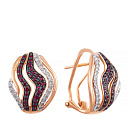 Серьги из красного золота с бриллиантами, рубинами