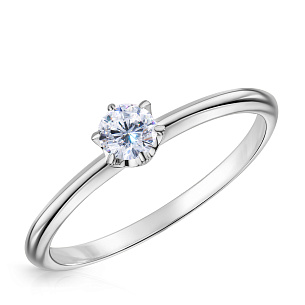 Кольцо помолвочное из белого золота с бриллиантом