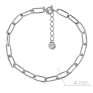 Браслет декоративный из серебра с фианитом