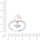 Кольцо из серебра с жемчугом, фианитом