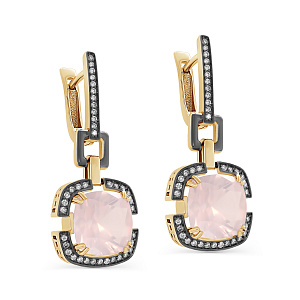 Серьги с английским замком из желтого золота с бриллиантами