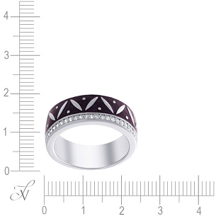 Кольцо из серебра с эмалью, фианитом