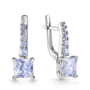 Серьги с английским замком из серебра с фианитом