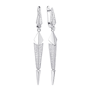 Серьги из серебра с фианитами