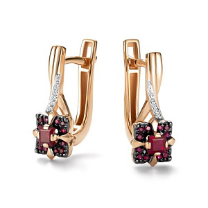 Серьги с английским замком из красного золота с бриллиантами