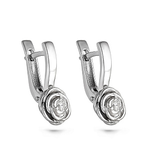 Серьги с английским замком из серебра с фианитами