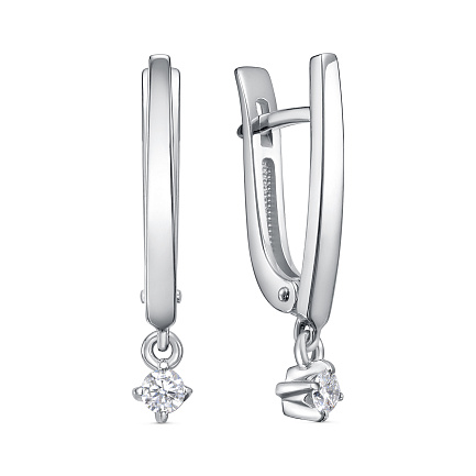 Серьги с английским замком из белого золота с бриллиантами