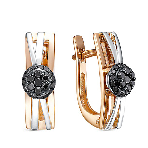 Серьги из комбинированного золота с бриллиантом