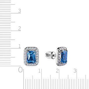 Серьги Пусеты из белого золота с бриллиантами и топазом