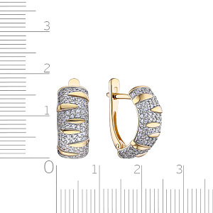 Серьги с английским замком из желтого золота с фианитом