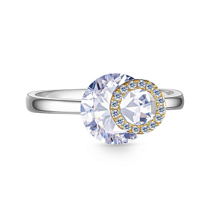 Кольцо из серебра с цирконием и золочением