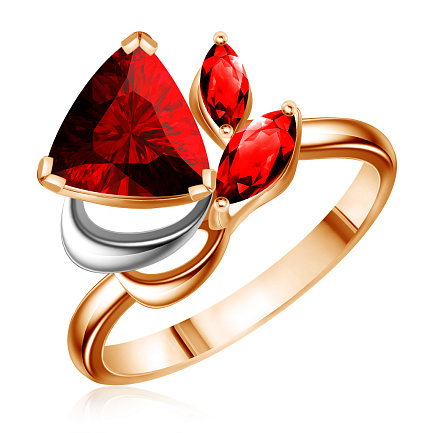 Кольцо из красного золота с гранатом