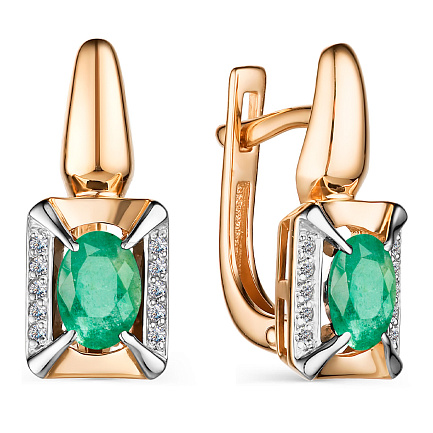 Серьги с английским замком из красного золота с бриллиантами