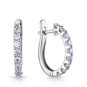 Серьги с английским замком из белого золота с бриллиантом