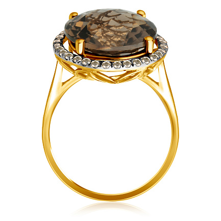 Кольцо из желтого золота с кварцем