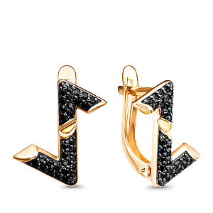 Серьги с английским замком из красного золота с фианитами