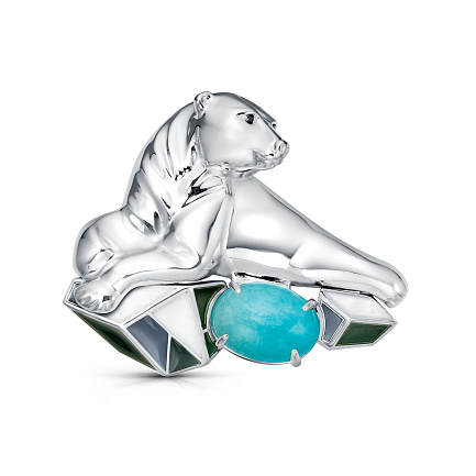 Брошь из серебра с фианитами