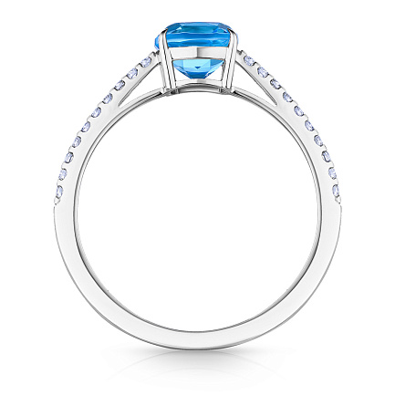 Кольцо из белого золота с бриллиантами, топазом