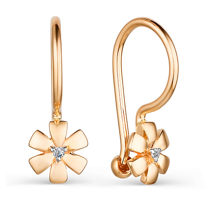 Серьги из красного золота с бриллиантами