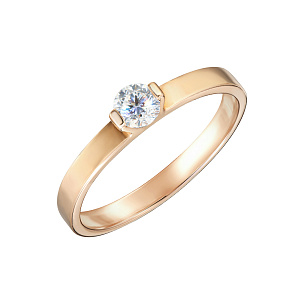 Кольцо помолвочное из красного золота с бриллиантом