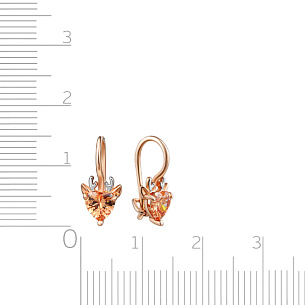 Серьги детские из красного золота с фианитом