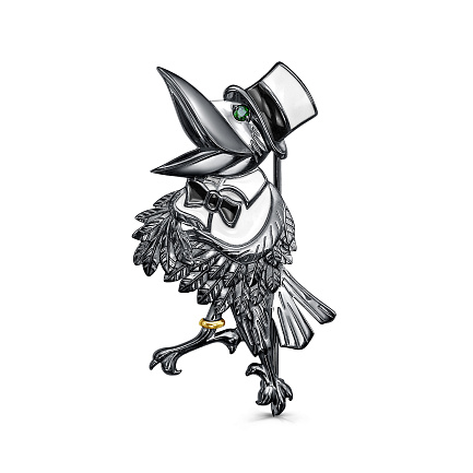 Брошь из серебра с фианитом