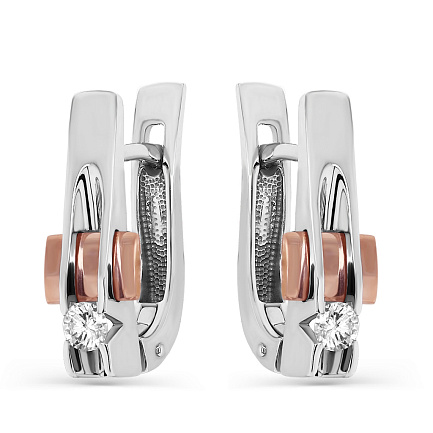 Серьги с английским замком из белого золота с бриллиантами