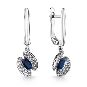 Серьги с английским замком из белого золота с бриллиантом