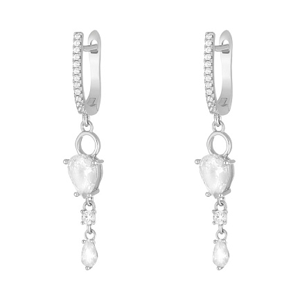 Серьги с английским замком из серебра с фианитом