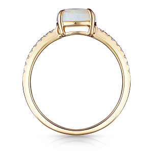 Кольцо из желтого золота с бриллиантами, опалом