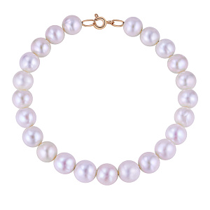 Браслет декоративный из красного золота с жемчугом