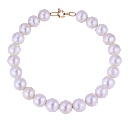 Браслет декоративный из красного золота с жемчугом