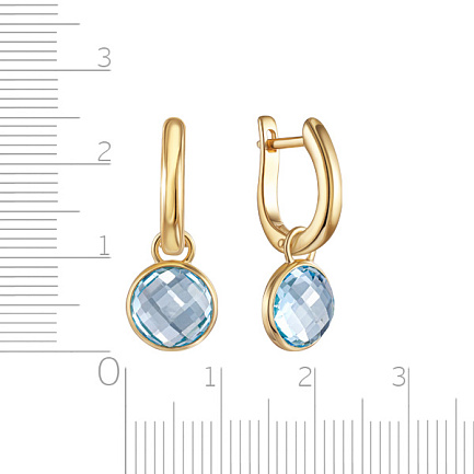 Серьги с английским замком из желтого золота с топазами