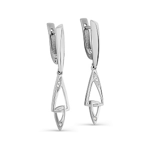 Серьги с английским замком из серебра с фианитами